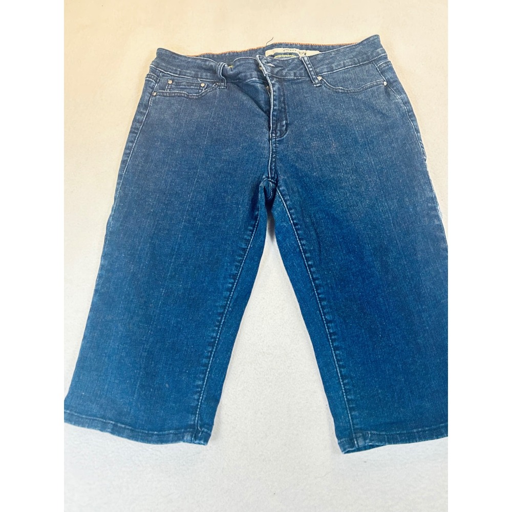 DKNY Jeans Bermuda Shorts Women 12 Blue Stretch Denim Summer Casual 03907